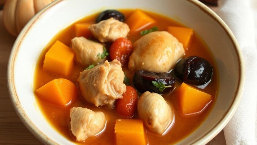 Теплое объятие осени: рагу из курицы с тыквой и черносливом, которое хочется повторять