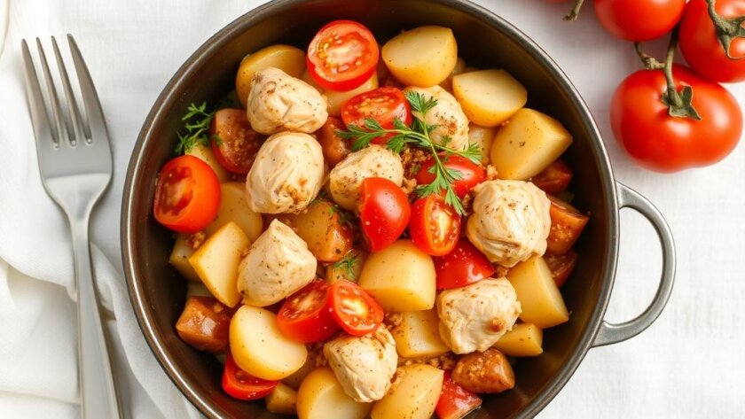 Сочный домашний уют: картофельная запеканка с курицей и помидорами, которую захочется готовить снова